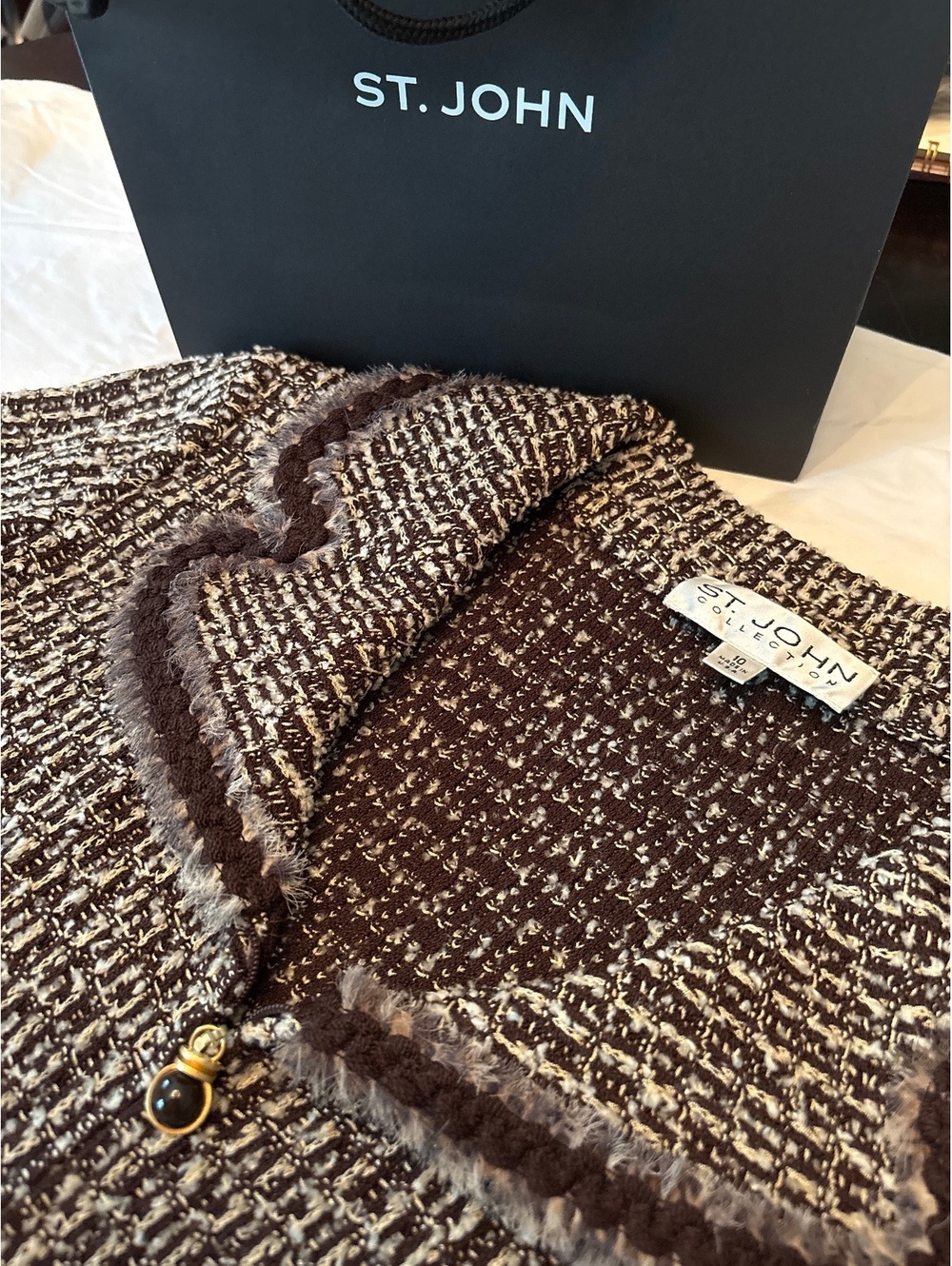 St. John Collection Tweed Zip Jacket in Amareta 10